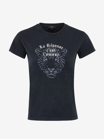 T-shirt met tijgerprint | zwart
